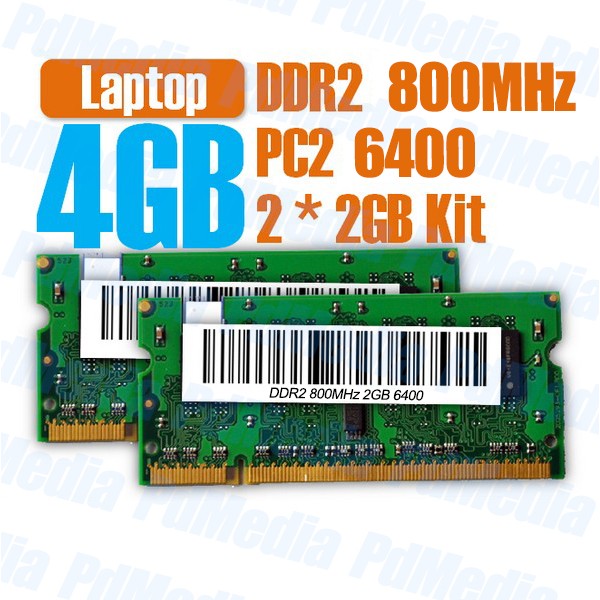 Memorie Laptop DDR2 2x2 GB (4GB) 800 MHz PC 6400 Testate Garantie 12 Luni